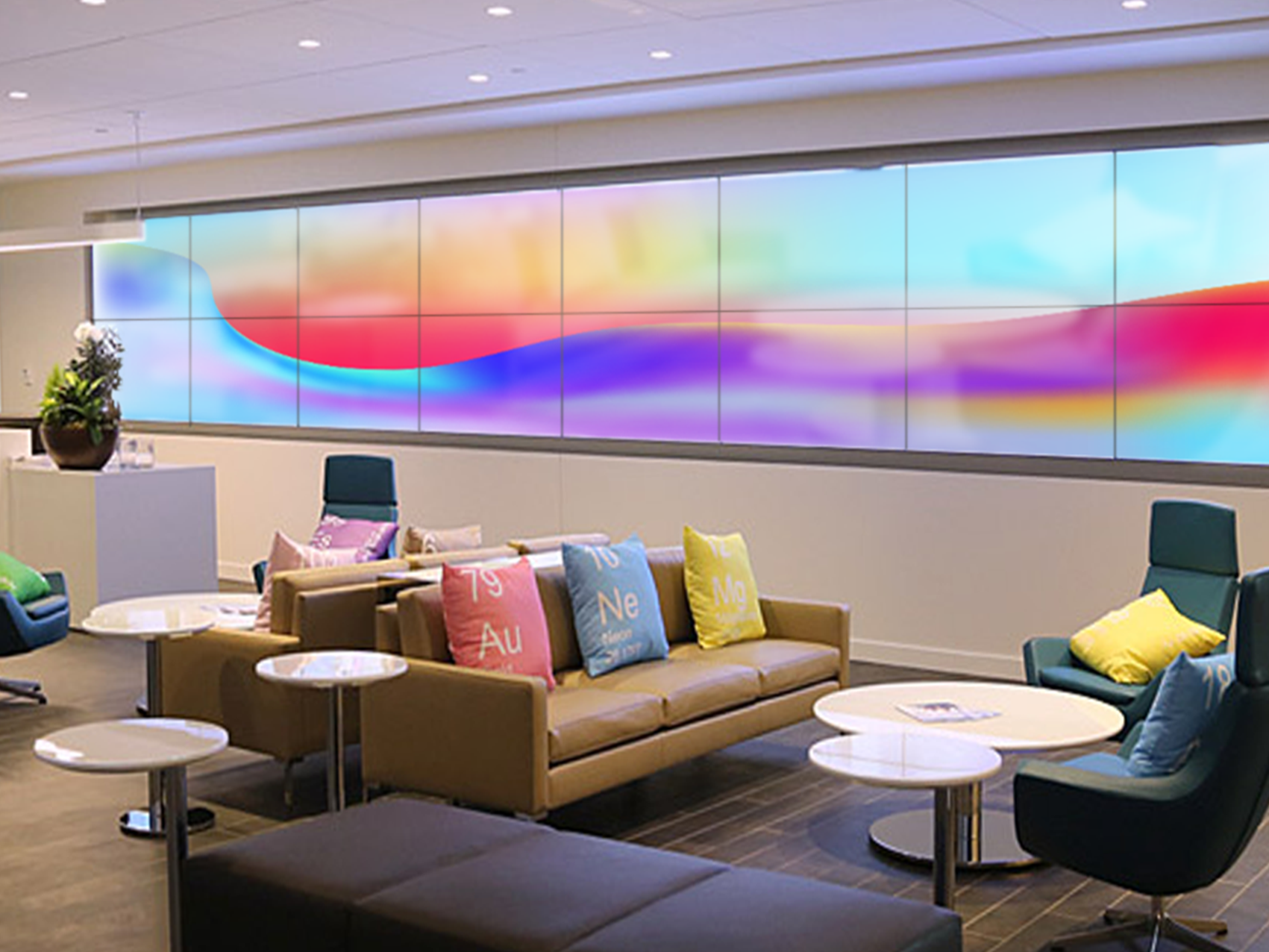 Large-format videowall lobby with wow effect